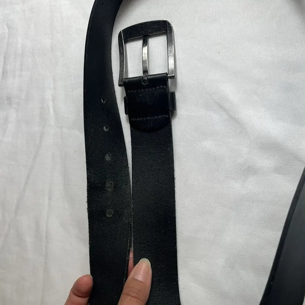 Lerros Mens Black Genuine Leather Belt size 95cm (M), classic, gunmetal hardware